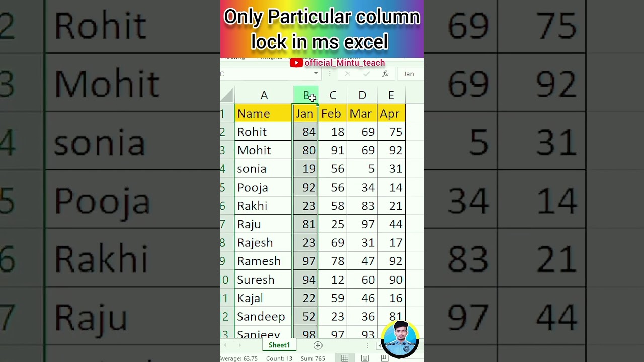 Ms Excel में सिर्फ particular column को lock करना सीखें न्यू ट्रिक 