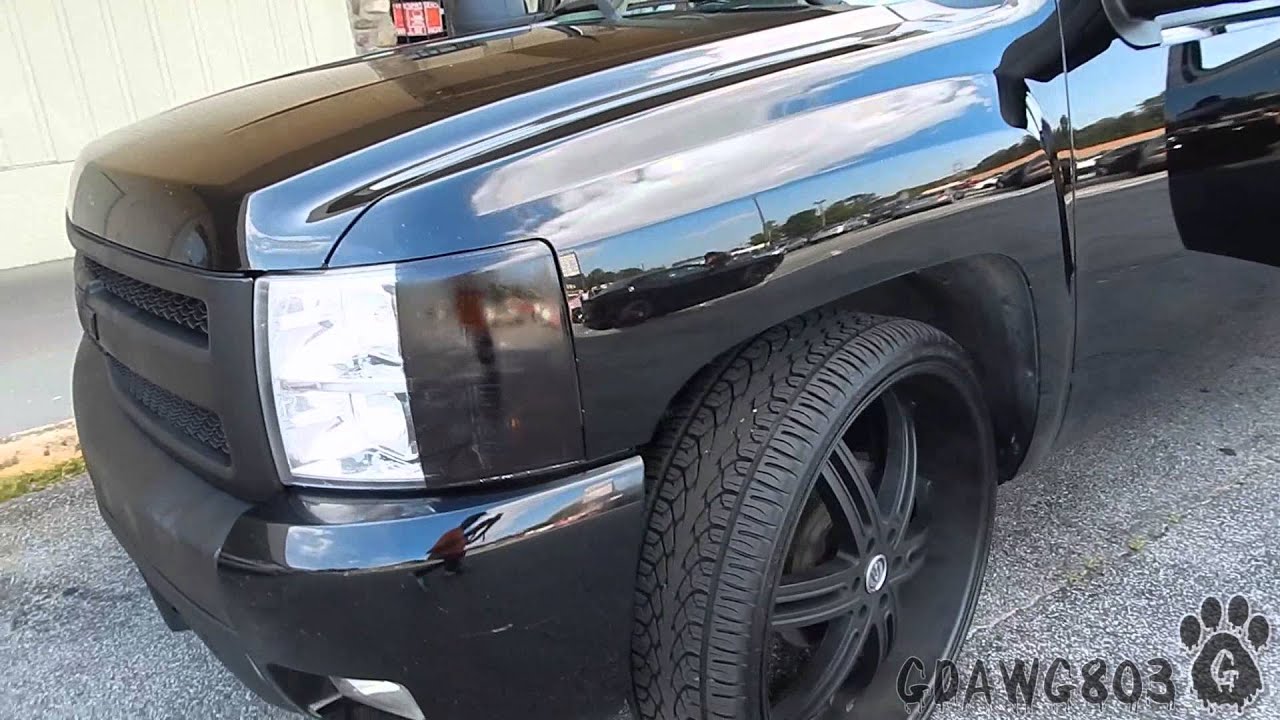 Blacked Out Chevy Silverado on 28s @ STUNTWORLD USA Cookout