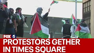 Pro-Palestinian protesters gather in Times Square