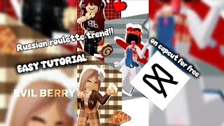 Russian roulette trend on capcut easy tutorial #explore #roblox #robloxedit #foryou 