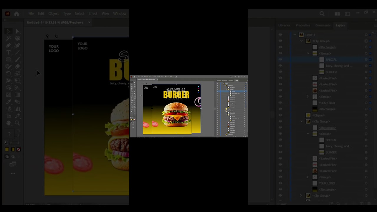 🍔 Delicious Burger Poster Design | Adobe Illustrator Tutorial 🔥