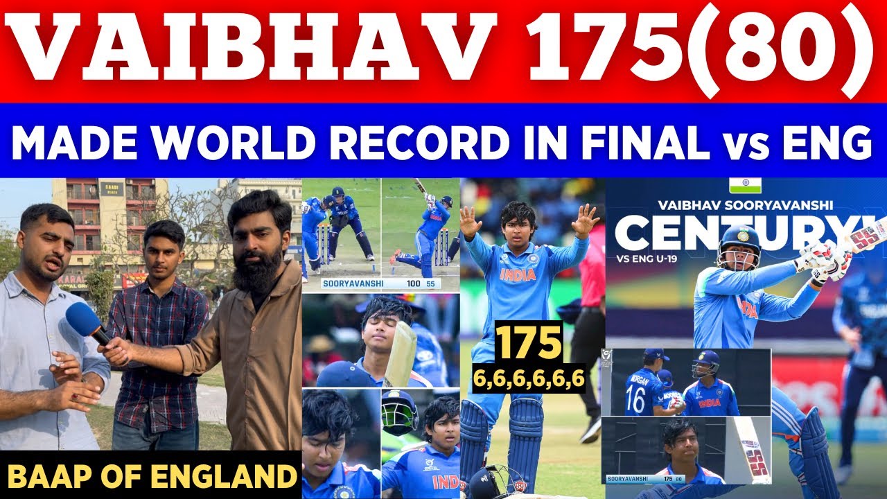 Vaibhav Suryavanshi Record Fastest 175(80) 🥵 vs ENG In U19 Final || Pak Public Shocking Reaction 