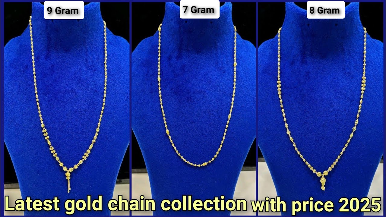 latest gold chain designs for women with weight and price // long chain ...