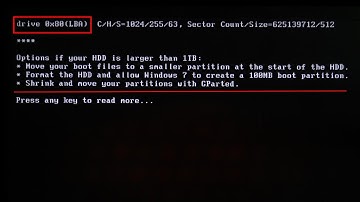 Drive 0x80 (LBA) : C/H/S =1024/255/63 || Tutorial