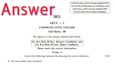 Cu Ba Bsc Bcom Honours Semester 1 Aecc 1 Communicative English 2021 Answer