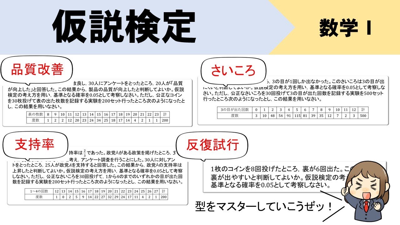 【高校数学】仮説検定の手順、5つの例題を使ってマスターしよう！