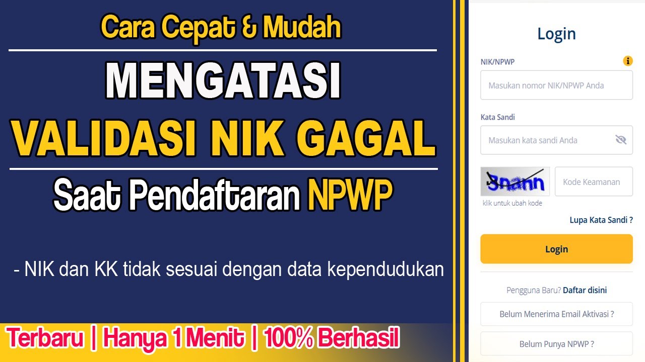 Cara Mengatasi Validasi NIK Gagal Daftar NPWP Online Terbaru 2022, Cara