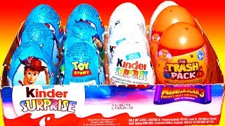 12 Surprise Eggs Toy Story Kinder Surprise Eggs Unboxing Disney Pixar Easter Madagascar 3 Trash Pack