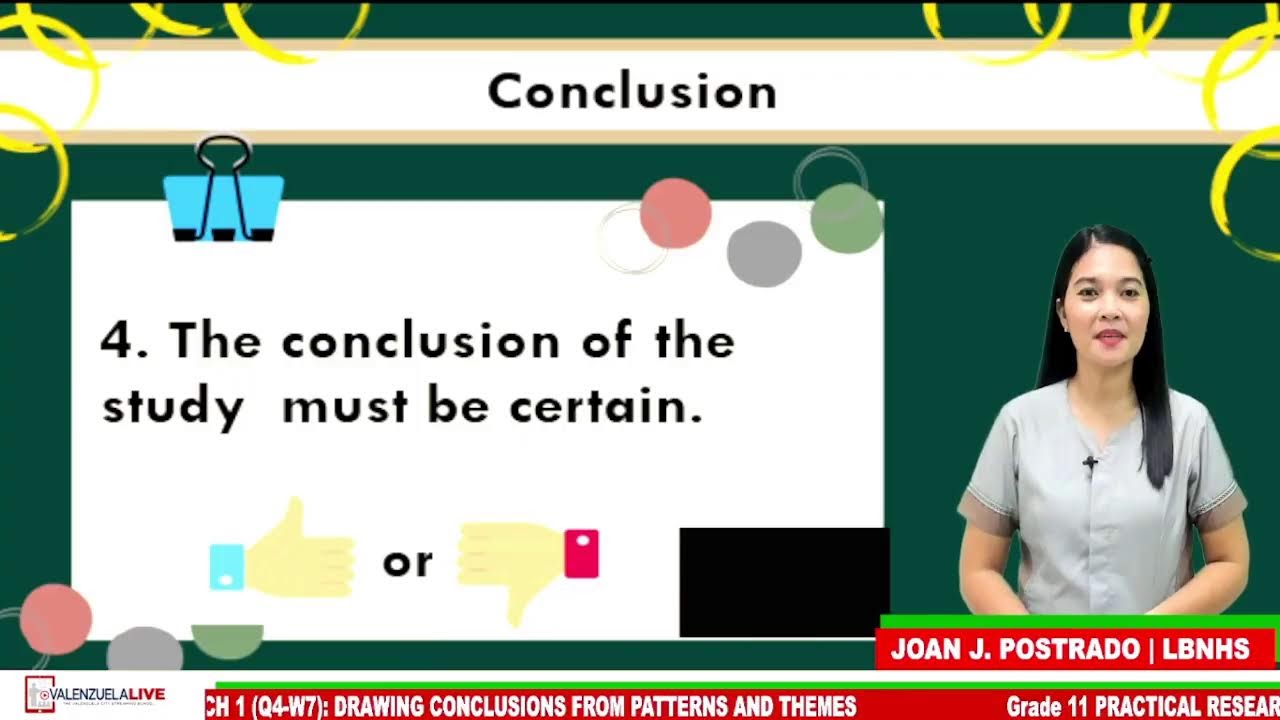 Grade 11 PRACTICAL RESEARCH 1 (Q4-W7) DRAWING CONCLUSIONS FROM PATTERNS AND THEMES