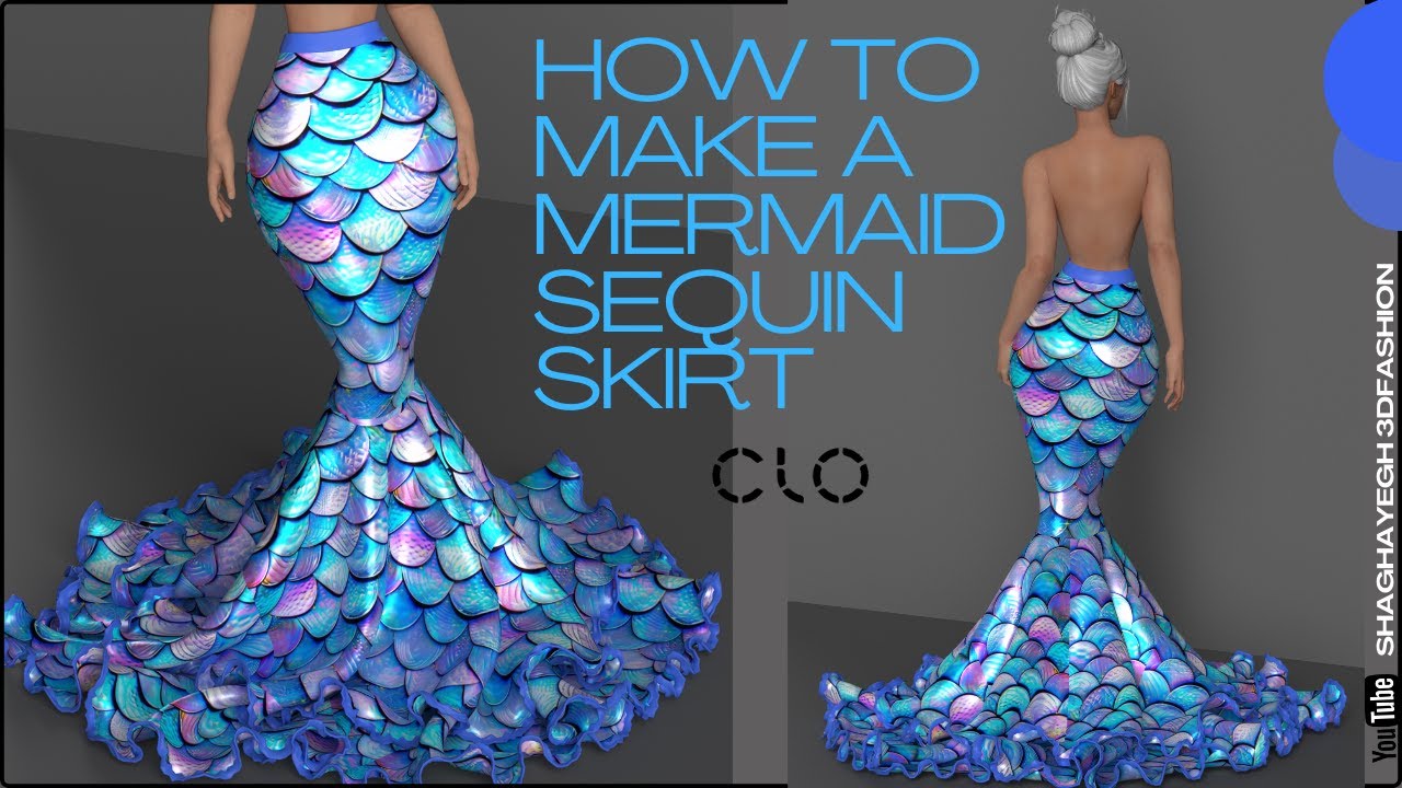 Mermaid sequin skirt / sequin design in CLO3D