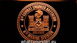 Us Marine Corps 4Th Combat Engineer Battalion Led Neon Sign