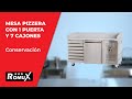 Vídeo: Mesa Pizzera Refrigerada de 1 Puerta y 7 Cajones de 150x80 cm con Superficie de Mármol ®Romux