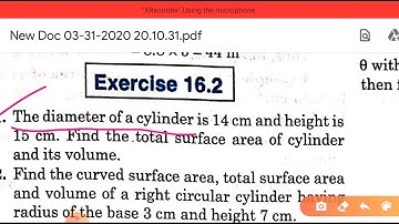 Q.1,2 Ex.16.2 CHAPTER 16 SURFACE AREA AND VOLUME CLASS 10TH RBSE