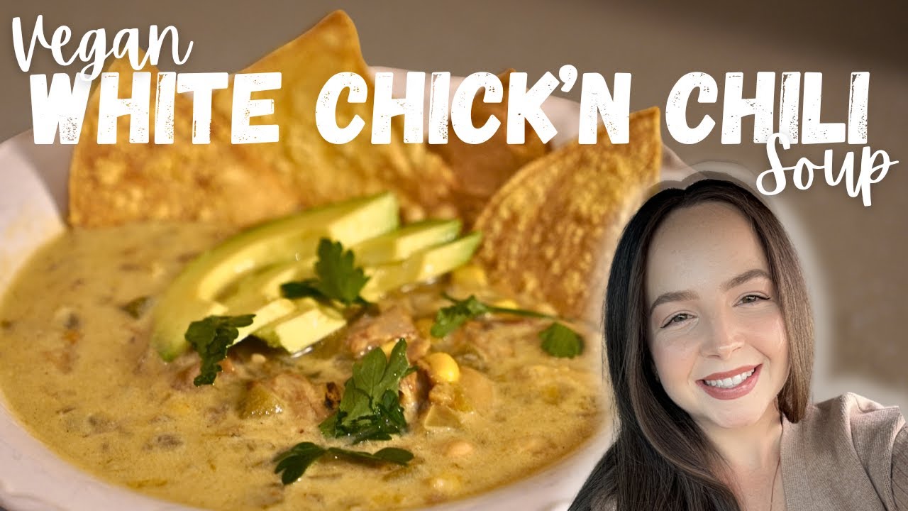 🥑Vegan White Chick'n Chili | Oil Free, High Protein, Fall Staple!