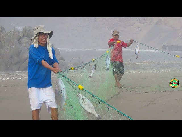 COMO SE PESCA CON RED EN EL MAR - PESCA CON RED - net fishing in the sea 