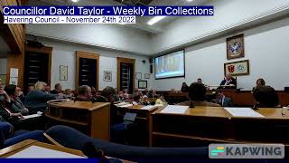 Havering Council Bin Collection Debate - November 23rd 2022