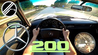 1975 MercedesBenz 200 /8 W115 95 PS Top Speed Drive On German Autobahn With No Speed Limit POV