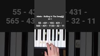 Adele  Rolling In The Deep  Easy Piano Tutorial shorts short tutorial  easy how fyp