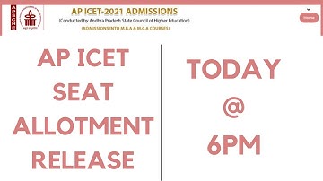 AP ICET SEAT ALLOTMENT  RELEASE ll TODAY @  6PM ll