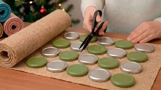 his Christmas Burlap & Jar Lid Craft Blew My Mind! 🥰🎄 I Have to Make More! DIY IDEA