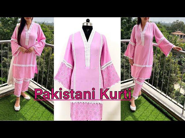 Latest pakistani Kurti design with lace / decorat your kurti with  lace❤️❤️❤️❤️ saba theem - YouTube