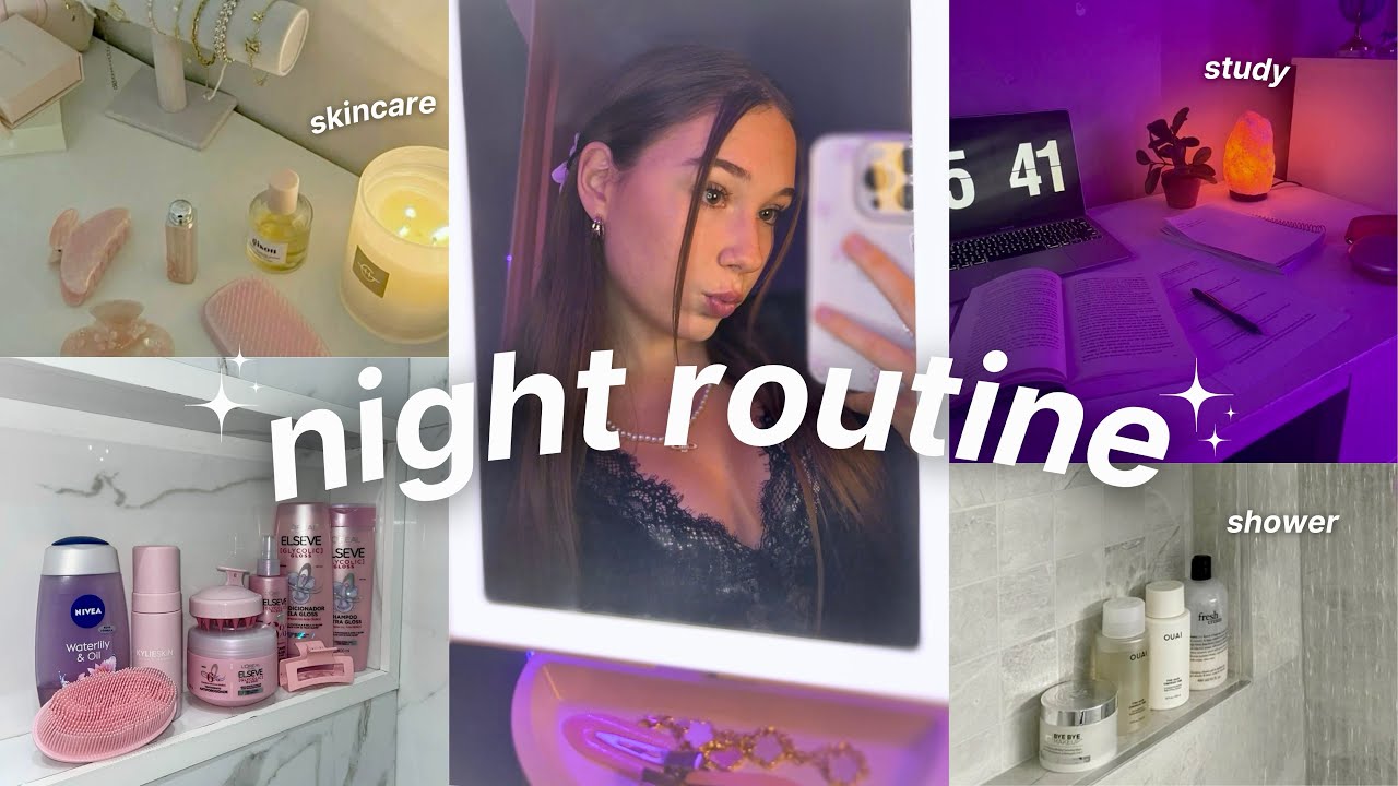 NIGHT ROUTINE 🌙🎀 productive & cozy | skincare, study & self care 🌟