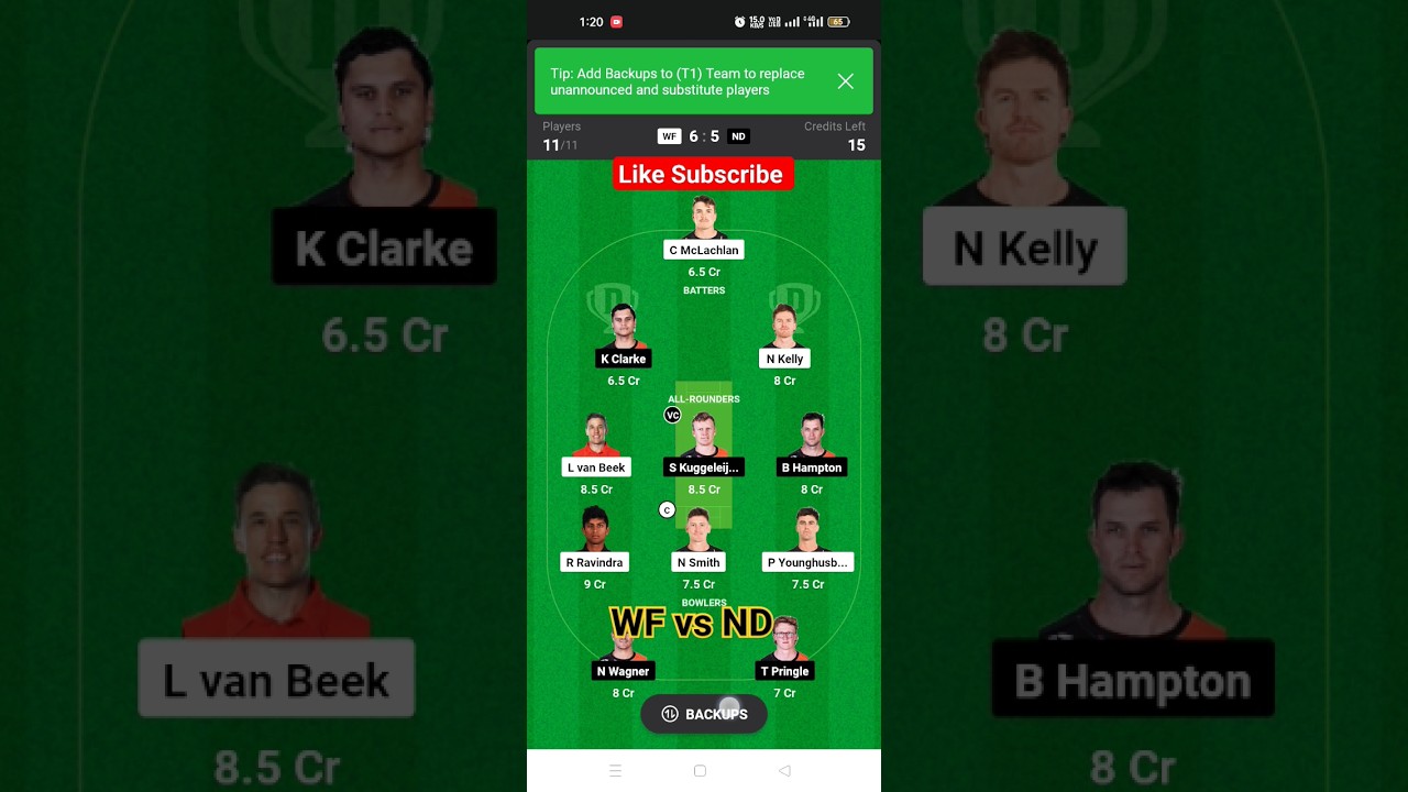 WF vs ND Dream11Prediction|WF vs ND Dream11Team|WF vs ND Dream11Super Smash T20|24 Match Preview