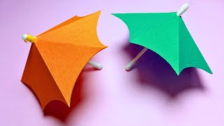 How To Make Umbrella ☔ With Paper || DIY 2 Minute Paper Umbrella || Origami 3D Umbrella Craft