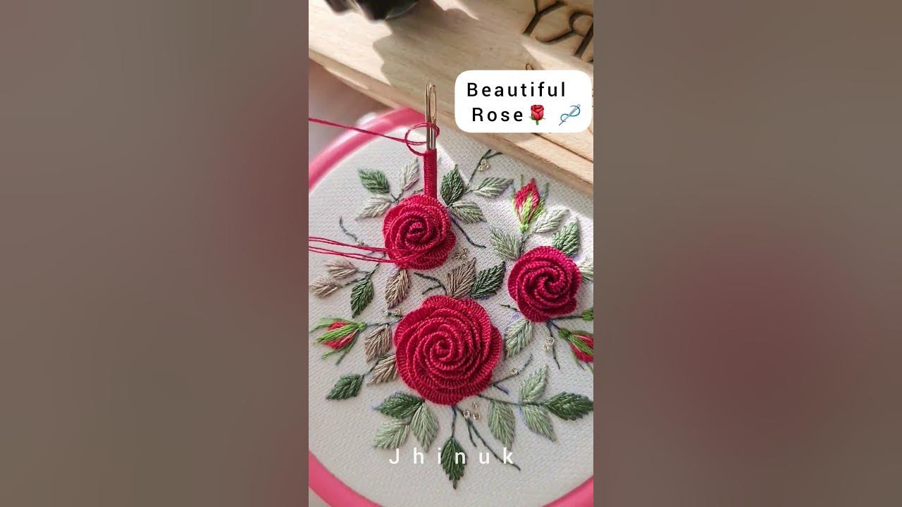 Amazing hand embroidery rose stitching #shorts #trending #embroidery #stitch #ytshorts