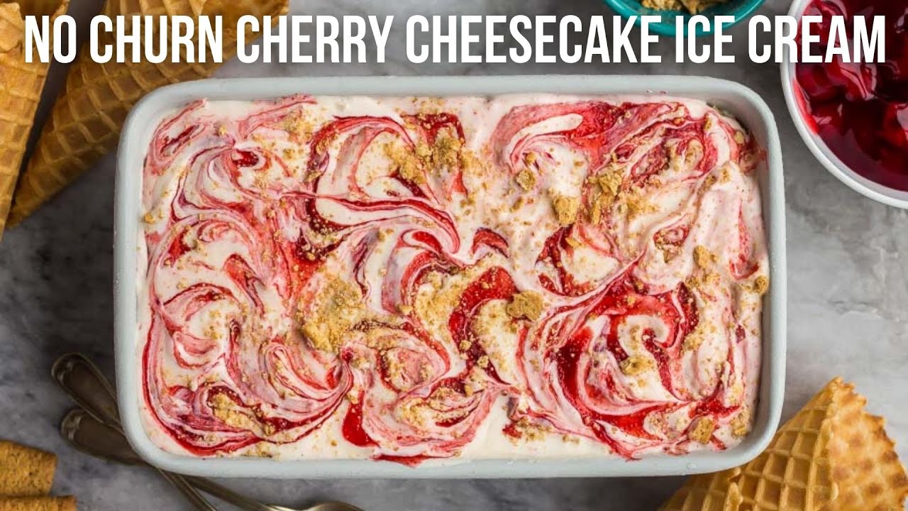No Churn Cherry Cheesecake Ice Cream | The Recipe Rebel