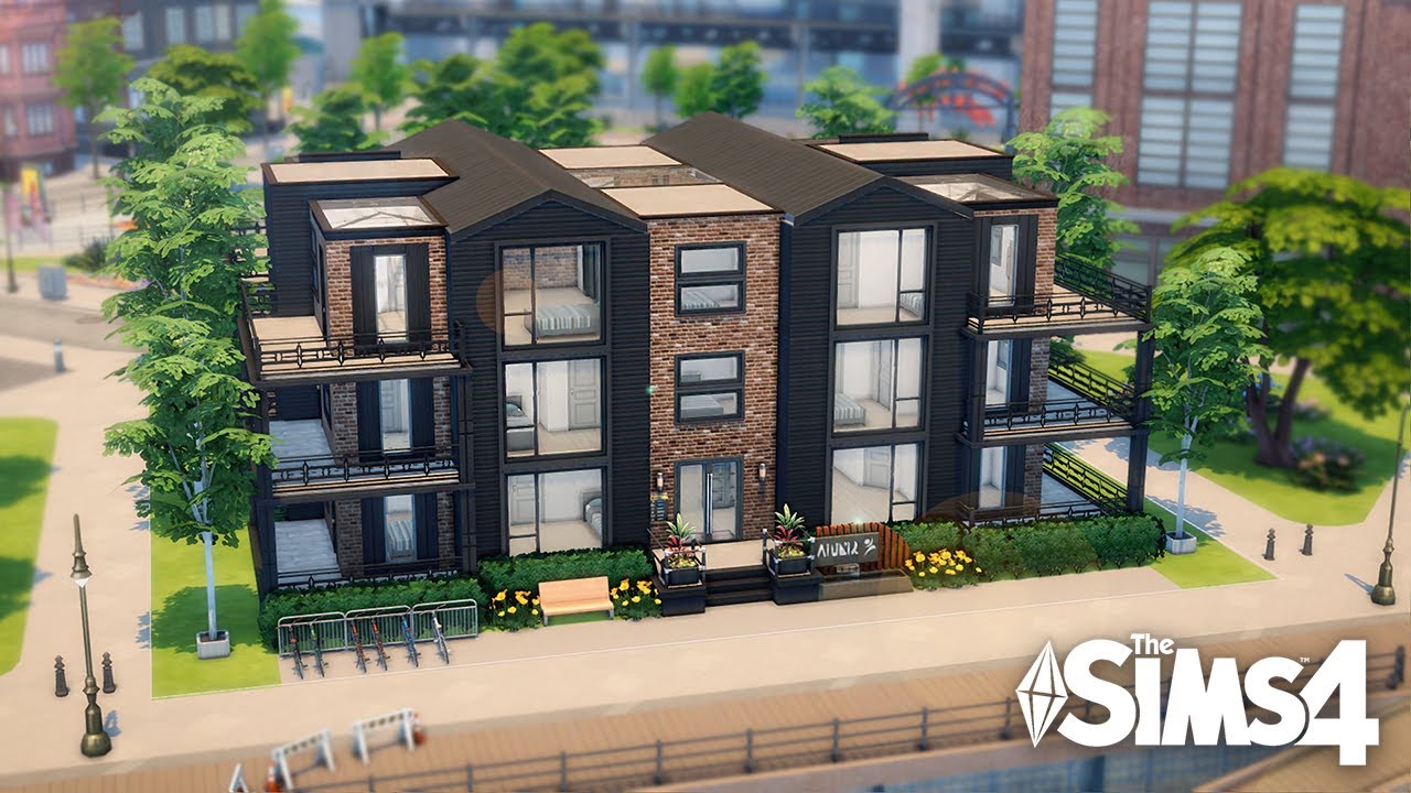 San Myshuno Industrial Apartments 🌅 No CC Sims 4 Speed Build YouTube