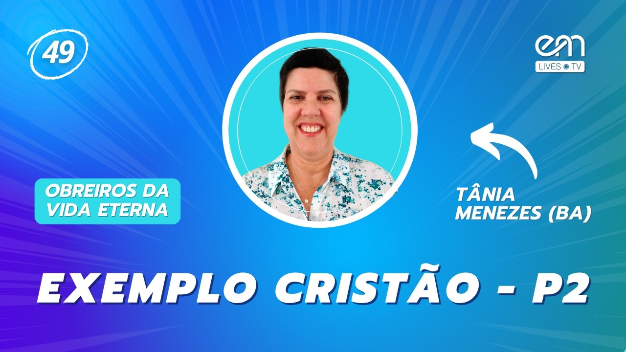 🌟 Produção Exclusiva EM Lives TV – Espiritismo e Mediunidade.

➡️ Série: Obreiros da vida eterna — Capítulo 16: Exemplo Cristão (Parte 2).
📖 Livro de autoria espiritual de André Luiz e psicografia de Chico Xavier.

📅 Data: 02/08/2026 (domingo) | 🕕 Horário: 18h.
🎙️ Exposição: Tânia Menezes (BA).

🌟  Tânia Menezes é enfermeira, doutora em enfermagem, expositora espírita, coordenadora da evangelização infantil e do Projeto Manoel Philomeno de Miranda do Centro Espírita Caminho da Redenção e dirigente de reunião mediúnica.

🌟 "Obreiros da Vida Eterna" é uma obra profunda e esclarecedora que nos convida a compreender o papel dos espíritos trabalhadores que atuam na preparação, assistência e condução das almas no momento do desencarne.
Narrado pelo espírito André Luiz e psicografado por Chico Xavier, o livro apresenta experiências reais vividas por equipes espirituais da Colônia “Nosso Lar”, especialmente sob a liderança do instrutor Druso, revelando a grandiosidade do trabalho do bem nos bastidores da morte física.

▶️  Veja a playlist completa:
https://www.youtube.com/playlist?list=PL6S9KEn3CGmXYCWvXOUwsb9ddJ5yBiJTY

▶️ Inscreva-se no nosso canal:
YouTube - https://www.youtube.com/espiritismoemediunidade

🔹 Produção: EM Lives TV – Espiritismo e Mediunidade
🔹 Realização: EM Digital – Espiritismo e Mediunidade

🌐 Acesse as nossas mídias sociais:

🔹 Site – https://emlives.tv
🔹 YouTube – https://www.youtube.com/espiritismoemediunidade
🔹 Facebook – https://www.facebook.com/espiritismoemediunidade
🔹 Instagram – https://www.instagram.com/espiritismo.mediunidade
🔹 TikTok – https://www.tiktok.com/@espiritismoemediunidade
🔹 Kwai – https://kwai.com/@Emlivestv
🔹 X – https://x.com/EMediunidade

#espiritismoemediunidade #emlivestv #obreirosdavidaeterna #nossolar3 #emdigital #andreluiz #chicoxavier #espiritismo #allankardec #doutrinaespirita #avidanomundoespiritual #estudoespirita #exemplocristao #taniamenezes