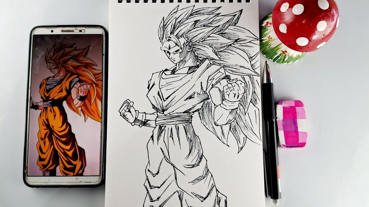 How to draw goku super saiyan3||step by step|| #tutorial #drawing # ...