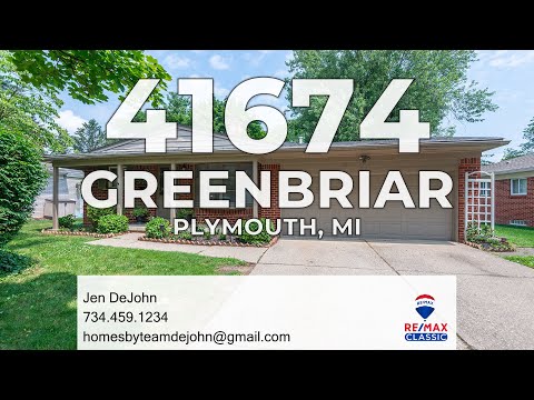 41674 Greenbriar Lane, Plymouth, MI home video tour