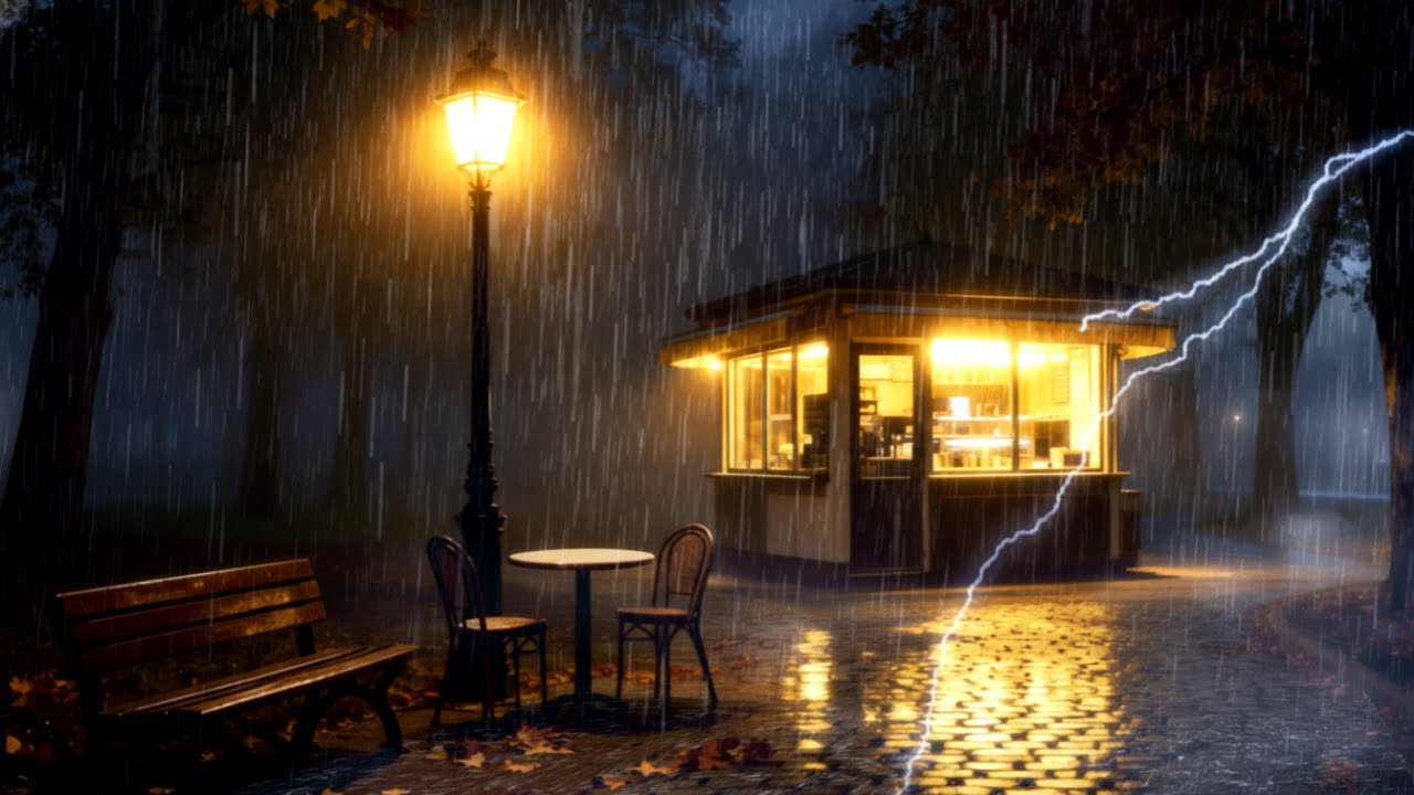 Deep Sleep Rain Sounds 🌧️ Heavy Rain & Distant Thunder in a Midnight ...