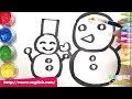 Snowman coloring and drawing for kids How to Draw shapes circle,triangle,square