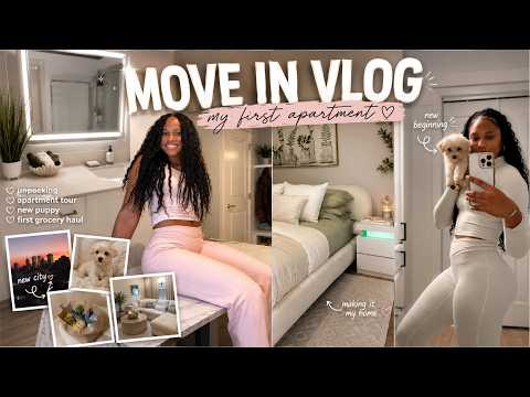 The First 24 Hours in My New Apartment | Living Alone in My 20s| & I got a puppy
