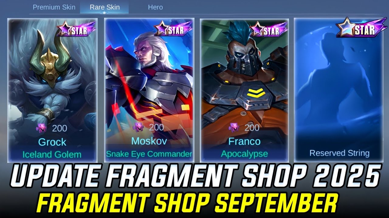 UPDATE FRAGMENT SHOP BULAN SEPTEMBER 2025! FRAGMENT SHOP STARLIGHT BARU MOBILE LEGENDS