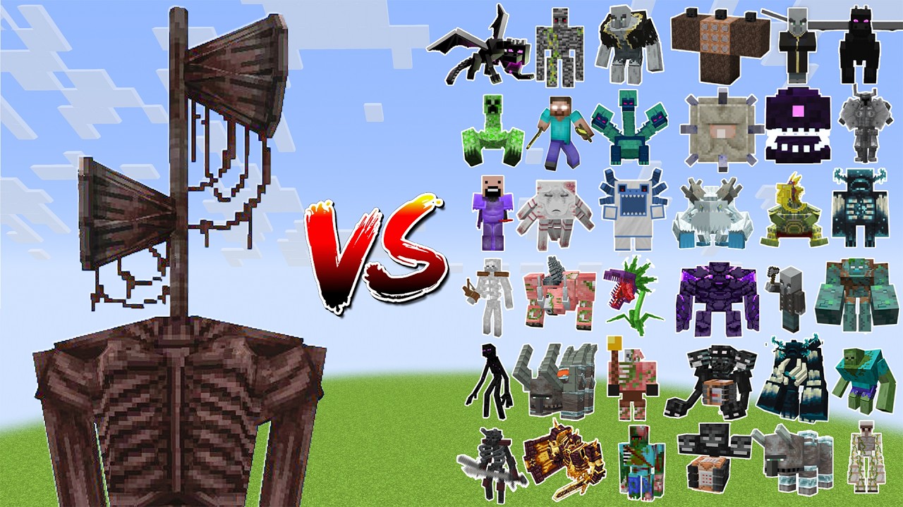 Siren Head vs All Minecraft Bosses - Minecraft Mob Battle
