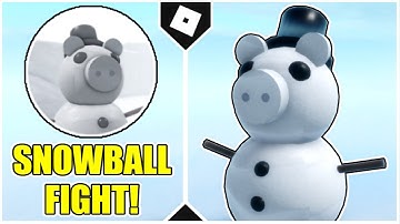 How to get the "SNOWBALL FIGHT" BADGE in THE PIGGY BATTLE! [ROBLOX]