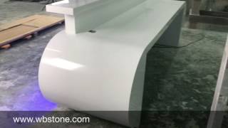 Famous corian led lighting reception desk custom design white color RGB Wealth