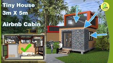 3mx5m | Tiny House | Airbnb Cabin | Micro Cottage | 3D animation | 2D, 3D Floor Plans #tinyhouse