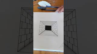 3D Tunnel Optical Illusion Drawing That Tricks Your Eyes! #shorts #3dtunnel #drawing #art