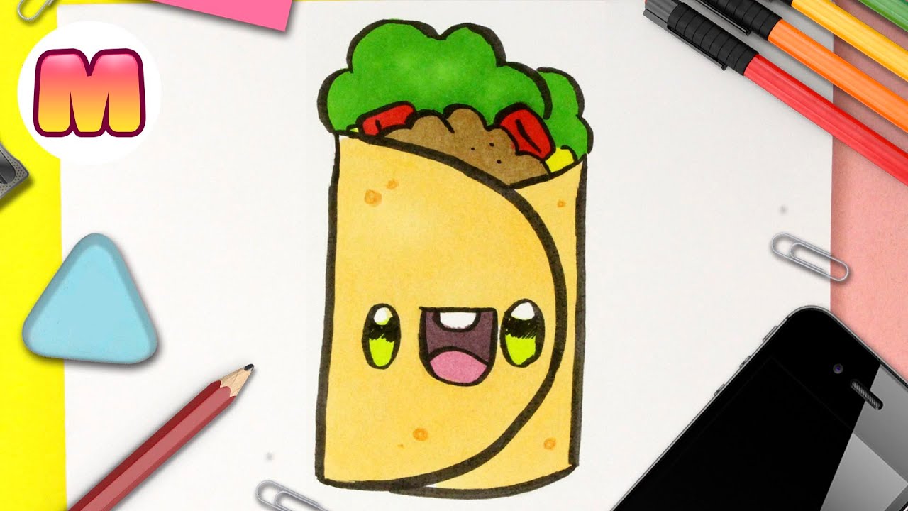 COMO DIBUJAR UN BURRITO KAWAII 🌶️ Dibujos fáciles kawaii 🌶️Aprende a dibujar  comida kawaii con Jape - thptnganamst.edu.vn