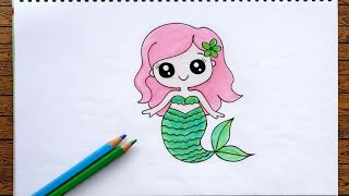 How to Draw a Cute Mermaid 🧜‍♀️✨ | Step by Step 🎨 Relaxing Art Video screenshot 1