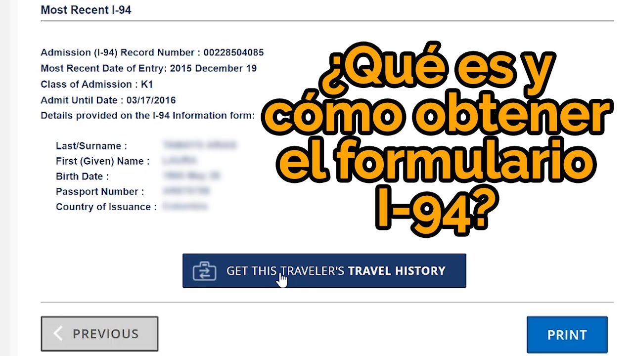 Que Es Y Como Obtener El Formulario I 94 Youtube