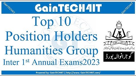 Top 10 Humanities Position Holders 12th 1st 2023 BISE Gujranwala