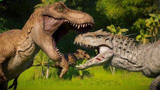 ALL HERBIVORE & CARNIVORE DINOSAURS BATTLE ROYALE IN JURASSIC WORLD EVOLUTION 2