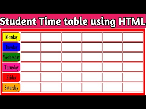 Student Time Table Design Using HTML and CSS (Hindi) 2020