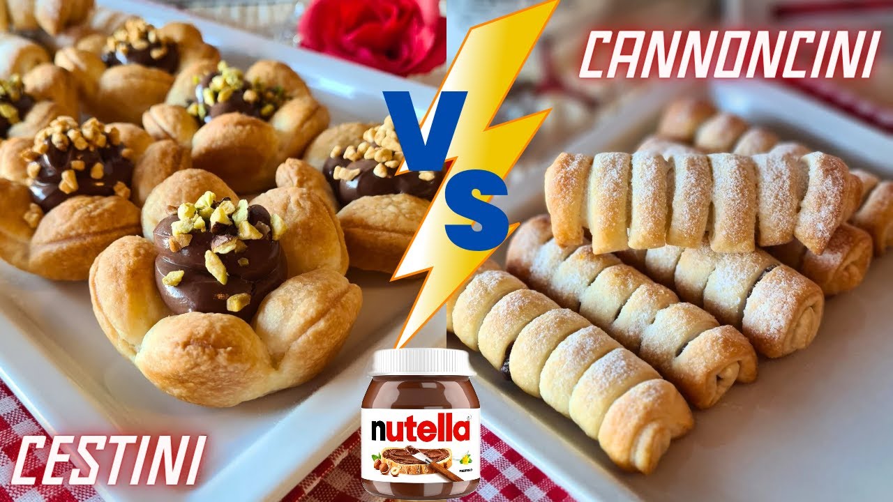 CANNONCINI E CESTINI ALLA NUTELLA di pasta sfoglia | Dolci alla Nutella